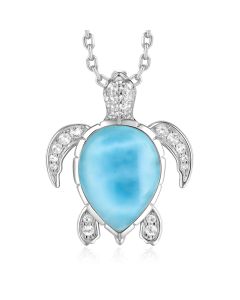 SS 925 Larimar Turtle Pendant