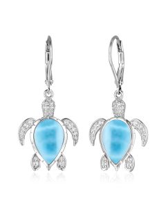 SS 925 Larimar Turtle Drop Earrings