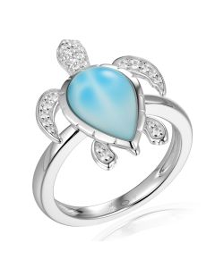 SS 925 Larimar Turtle Ring