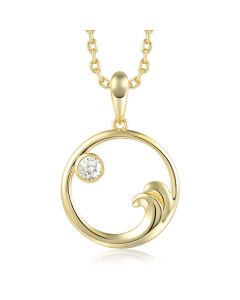 14KYG LD Oval Wave Pendant