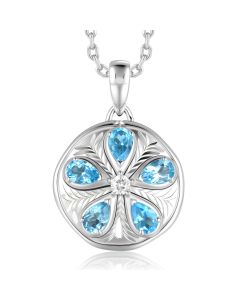 SS 925 Blue TopazFlower Pendant