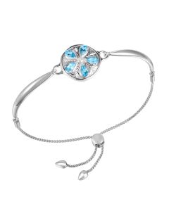 SS 925 Blue TopazFlower Bracelet