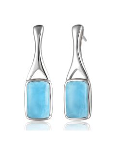 SS 925 Larimar Rectangle Drop Earrings