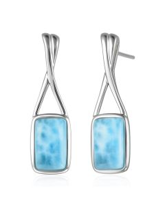 SS 925 Larimar Rectangle Drop Earrings
