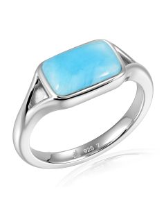 SS 925 Larimar Rectangle Ring