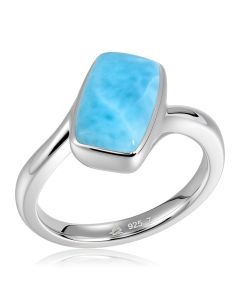 SS 925 Larimar Rectangle Ring
