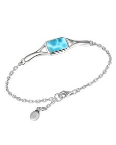 SS 925 Larimar Rectangle Bracelet