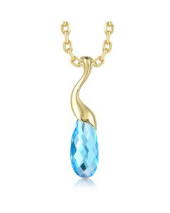 14KYG Blue Topaz Wavy Pendant