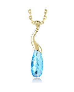 14KYG Blue Topaz Swirl Pendant