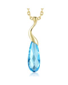 14KYG Blue Topaz Wavy Pendant