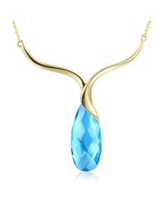 14KYG Blue Topaz Wave Necklace