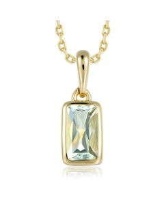 14KYG Green Amethyst Rectangle Pendant