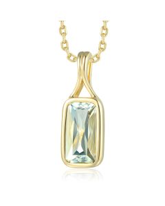 14KYG Green Amethyst Rectangle Pendant