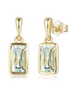 14KYG Green Amethyst Rectangle Drop Earr