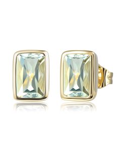 14KYG Green Amethyst Rectangle Stud Earr