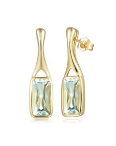 14KYG Green Amethyst Rectangle Curved St