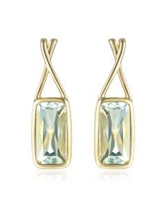 14KYG Green Amethyst Bar Drop Earrings