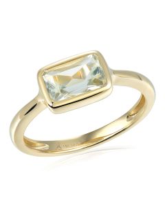 14KYG Green Amethyst Rectangle Ring