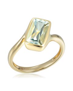 14KYG Green Amethyst Diagonal Bypass Ring