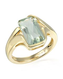 14KYG Green Amethyst Twisted Bypass Ring