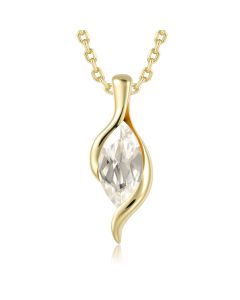 14KYG Marquise White Stone Wave Pendant