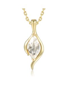 14KYG Pear White Stone Wave Pendant