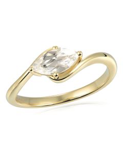 14KYG Marquise White Stone Bypass Ring