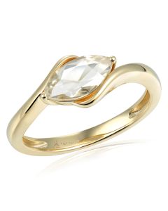14KYG Round White Stone Bypass Ring