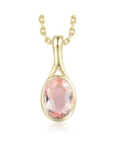 14KYG Morganite Oval Wave Pendant