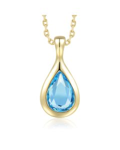 14KYG Blue Topaz Pear Pendant