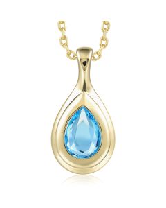 14KYG Blue Topaz Pear Teardrop Pendant