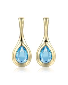 14KYG Blue Topaz Pear Drop Earrings