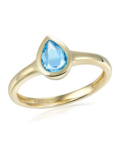 14KYG  Blue Topaz Pear Ring