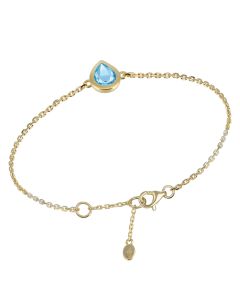 14KYG Blue Topaz Pear Station Bracelet
