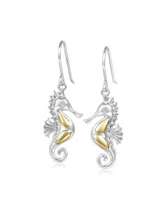 SS 14K 2T Seahorse Earrings