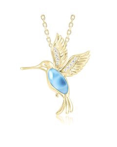 14KY Larimar Hummingbird Pendant