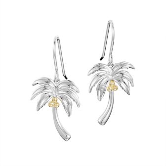 SS 14K 2T Palm Tree Earrings