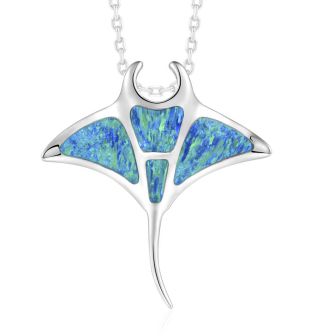 SS 925 Opal Manta Ray Pendant
