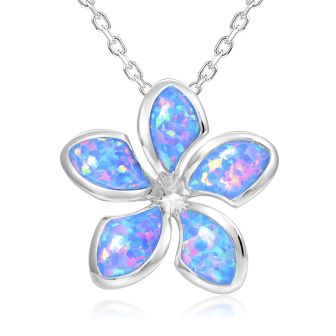 SS Opal Plumeria Pendant