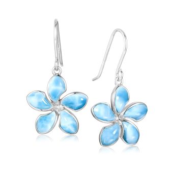 SS Larimar Plumeria Earrings 18mm