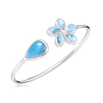 SS Plumeria Larimar Bangle
