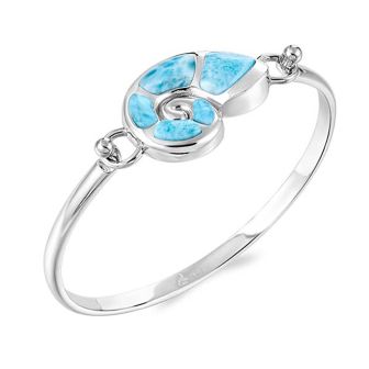 SS 925 Larimar Nautilus Shell Bangle Topping