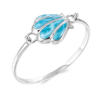 SS 925 Larimar Shell Bangle Topping