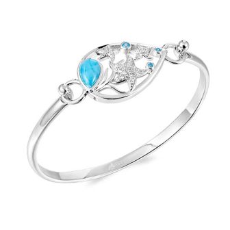 SS 925 Larimar Blue Hawaiian Stars Bangle Topping