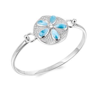 SS 925 Larimar Sand Dollar Bangle Topping