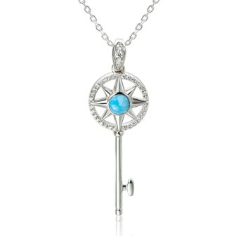 SS 925 Larimar Key Pendant (M)
