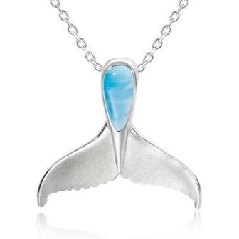 SS 925 Larimar Whale Tail Pendant (L)