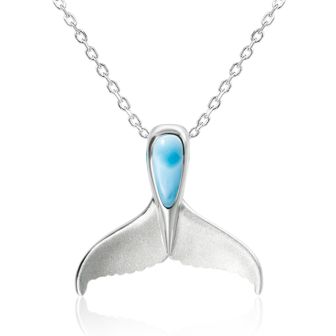 SS 925 Larimar Whale Tail Pendant (M)