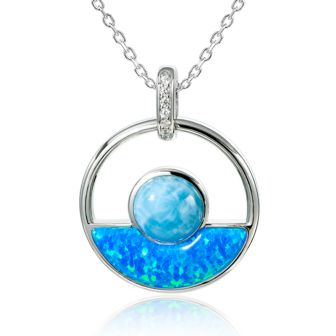 SS 925 Larimar Opal Sunrise Pendant (M)