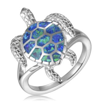 SS 925 Opal Turtle Ring